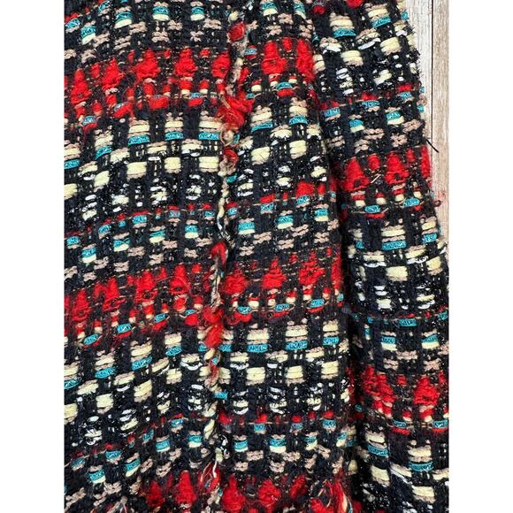 Truth and Pride Tweed Red Black Blazer Womens Sz Small Silver Metallic Textured - Picture 5 of 11